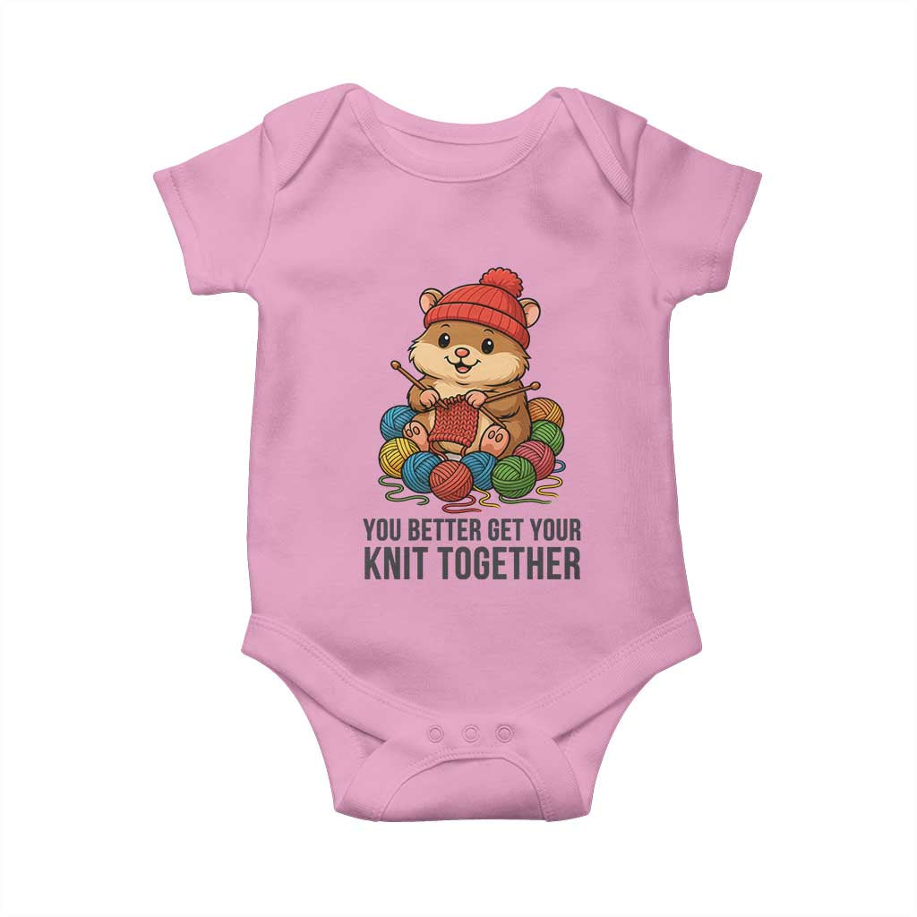 Cute Hamster Knitting Baby Onesie You Better Get Your Knit Together - Wonder Print Shop