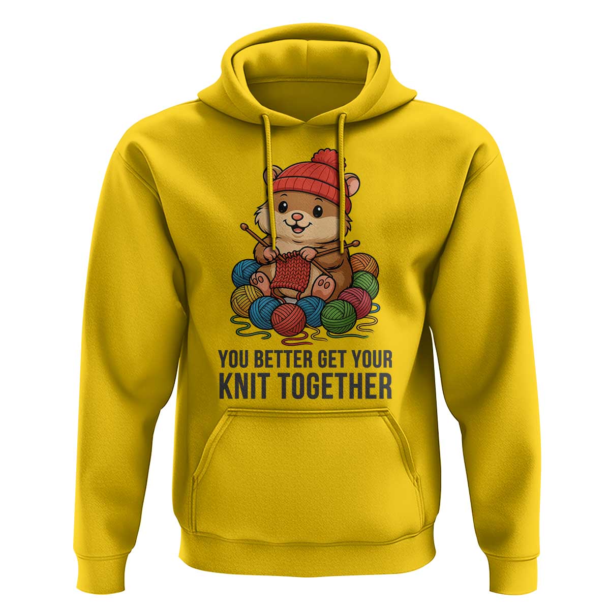 Cute Hamster Knitting Hoodie You Better Get Your Knit Together - Wonder Print Shop