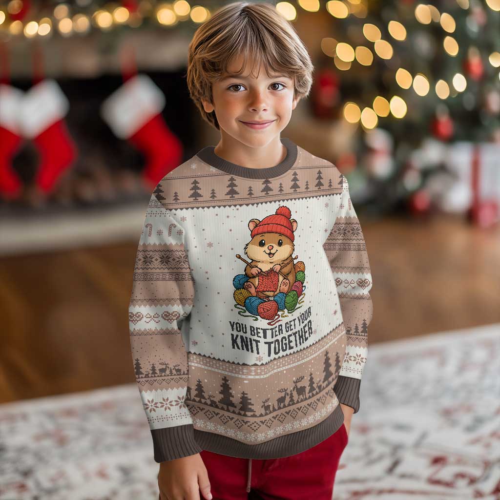Cute Hamster Knitting Ugly Christmas Sweater You Better Get Your Knit Together - Wonder Print Shop
