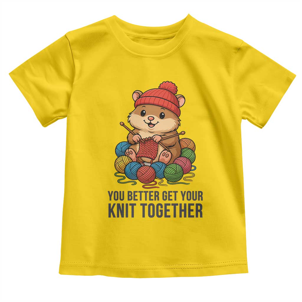 Cute Hamster Knitting Toddler T Shirt You Better Get Your Knit Together - Wonder Print Shop