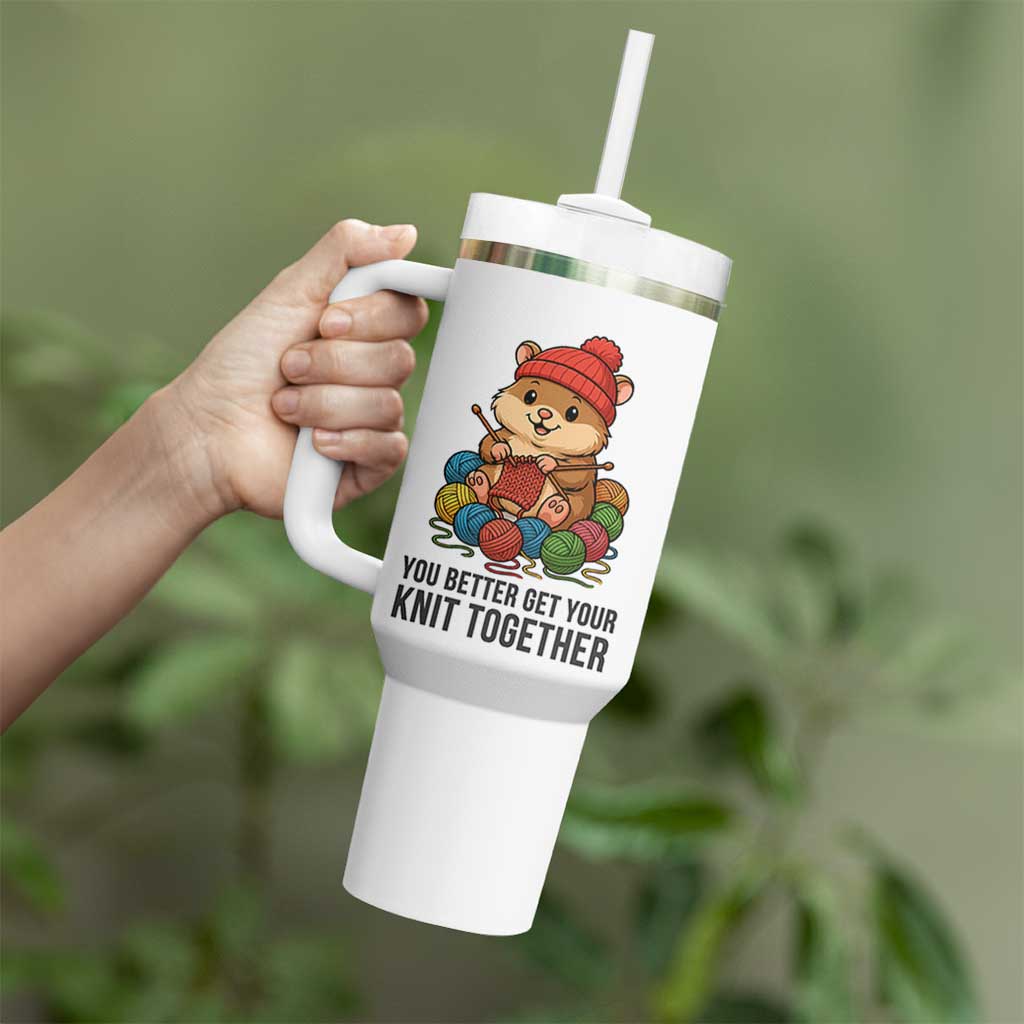 Cute Hamster Knitting Tumbler With Handle You Better Get Your Knit Together - Wonder Print Shop