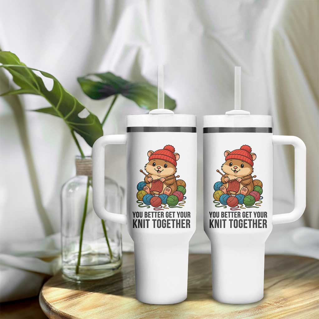 Cute Hamster Knitting Tumbler With Handle You Better Get Your Knit Together - Wonder Print Shop