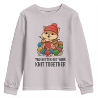 Cute Hamster Knitting Youth Sweatshirt You Better Get Your Knit Together - Wonder Print Shop