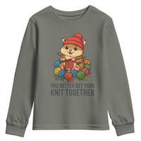 Cute Hamster Knitting Youth Sweatshirt You Better Get Your Knit Together - Wonder Print Shop