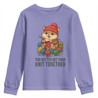 Cute Hamster Knitting Youth Sweatshirt You Better Get Your Knit Together - Wonder Print Shop