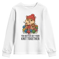 Cute Hamster Knitting Youth Sweatshirt You Better Get Your Knit Together - Wonder Print Shop