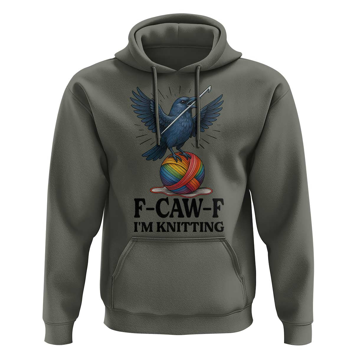 F Caw F I Am Knitting Hoodie Funny Raven Gift For Knitter - Wonder Print Shop