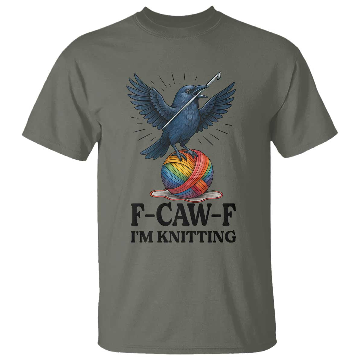 F Caw F I Am Knitting T Shirt Funny Raven Gift For Knitter - Wonder Print Shop