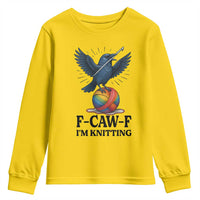 F Caw F I Am Knitting Youth Sweatshirt Funny Raven Gift For Knitter - Wonder Print Shop