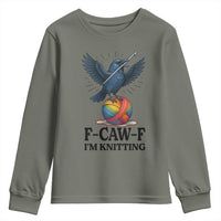 F Caw F I Am Knitting Youth Sweatshirt Funny Raven Gift For Knitter - Wonder Print Shop