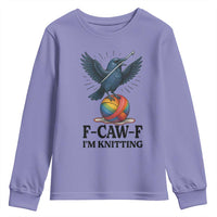 F Caw F I Am Knitting Youth Sweatshirt Funny Raven Gift For Knitter - Wonder Print Shop