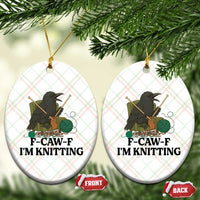 Raven F Caw F I Am Knitting Ceramic Ornament Funny Knitter Gift - Wonder Print Shop