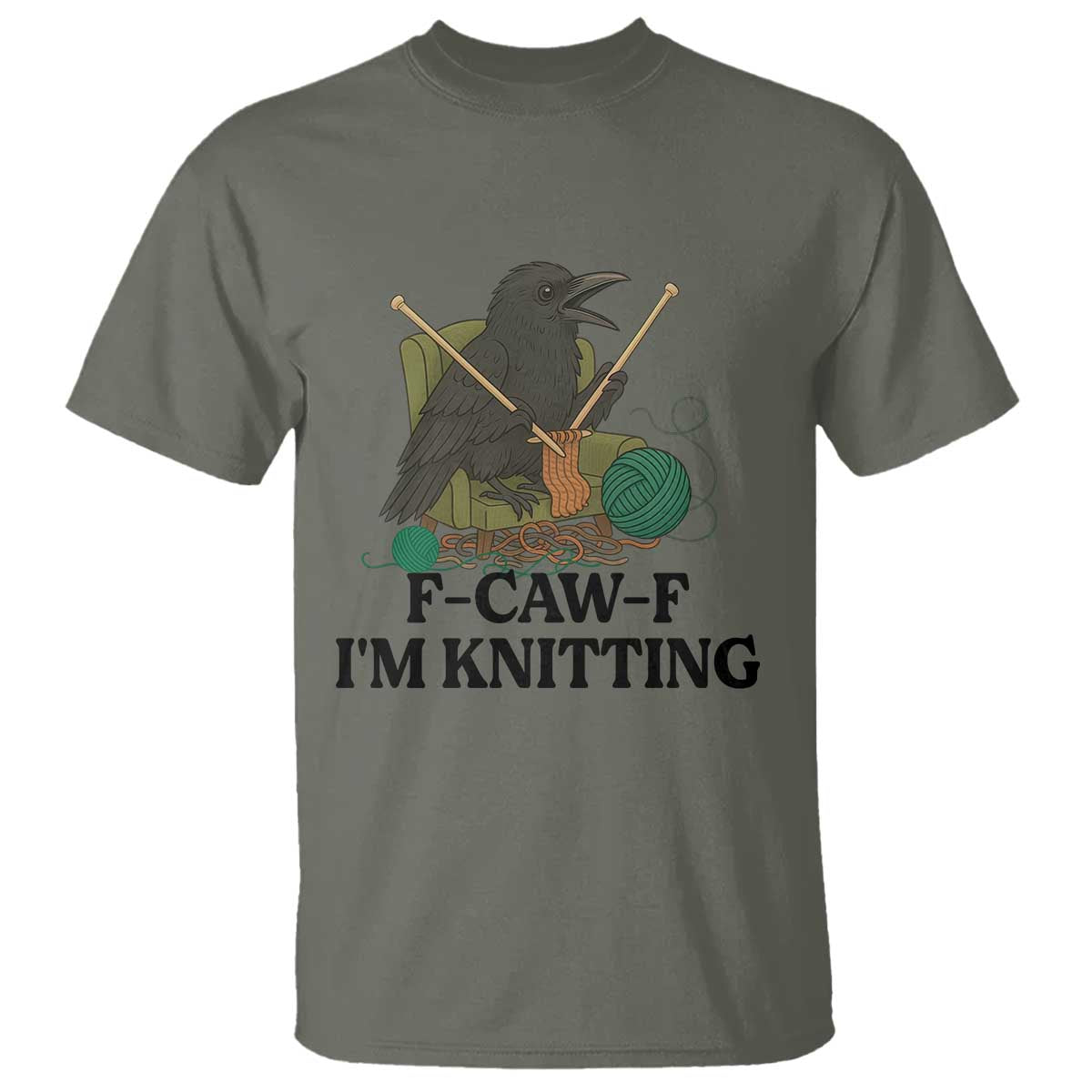 Raven F Caw F I Am Knitting T Shirt Funny Knitter Gift - Wonder Print Shop