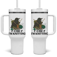 Raven F Caw F I Am Knitting Tumbler With Handle Funny Knitter Gift - Wonder Print Shop