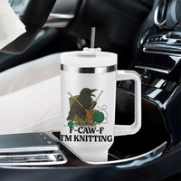 Raven F Caw F I Am Knitting Tumbler With Handle Funny Knitter Gift - Wonder Print Shop