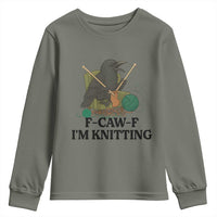 Raven F Caw F I Am Knitting Youth Sweatshirt Funny Knitter Gift - Wonder Print Shop