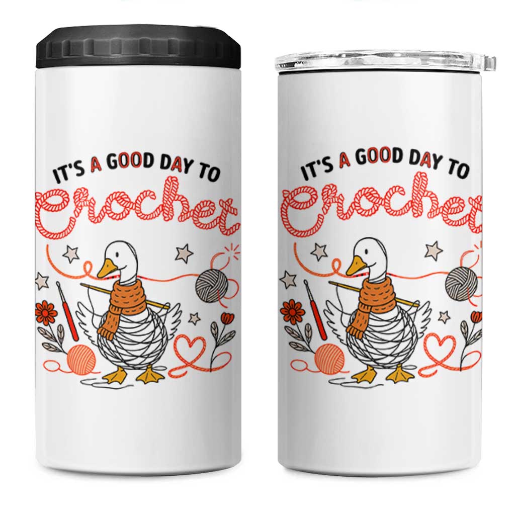 Funny Goose Crocheting 4 in 1 Can Cooler Tumbler It Is A Good Day To Crochet - Wonder Print Shop