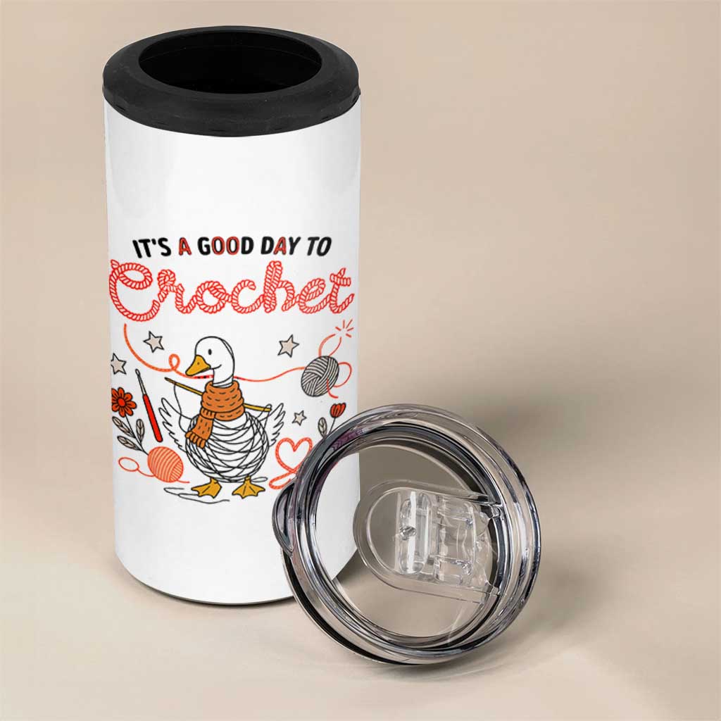 Funny Goose Crocheting 4 in 1 Can Cooler Tumbler It Is A Good Day To Crochet - Wonder Print Shop