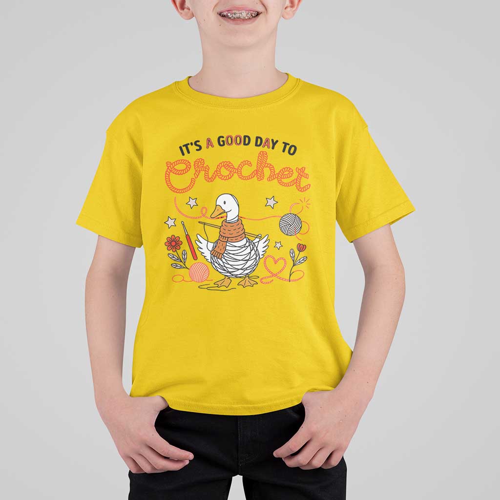 Funny Goose Crocheting T Shirt For Kid It Is A Good Day To Crochet - Wonder Print Shop