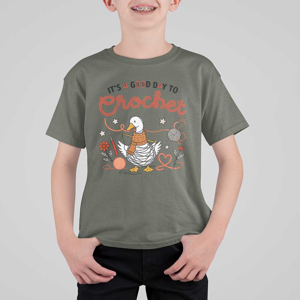 Funny Goose Crocheting T Shirt For Kid It Is A Good Day To Crochet - Wonder Print Shop