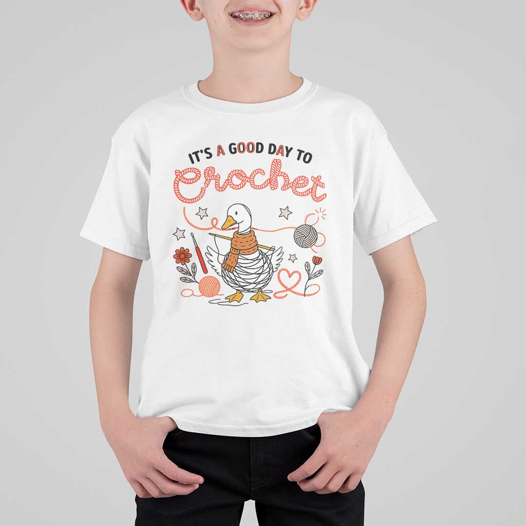 Funny Goose Crocheting T Shirt For Kid It Is A Good Day To Crochet - Wonder Print Shop