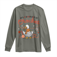 Funny Goose Crocheting Long Sleeve Shirt It Is A Good Day To Crochet - Wonder Print Shop