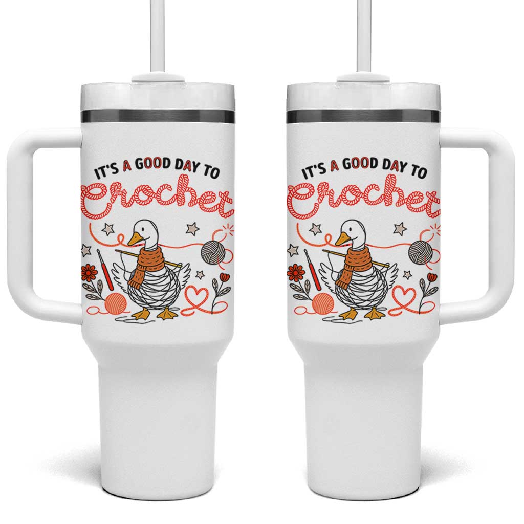 Funny Goose Crocheting Tumbler With Handle It Is A Good Day To Crochet - Wonder Print Shop