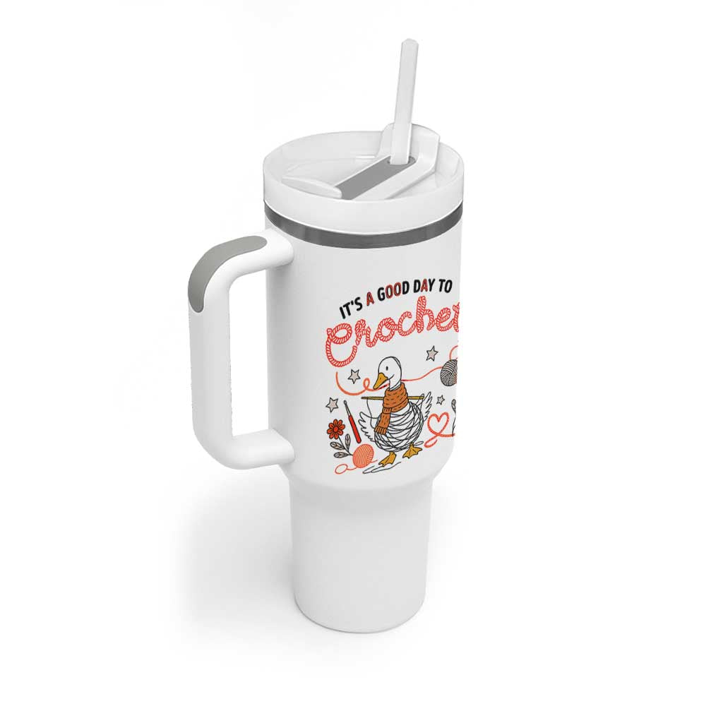 Funny Goose Crocheting Tumbler With Handle It Is A Good Day To Crochet - Wonder Print Shop