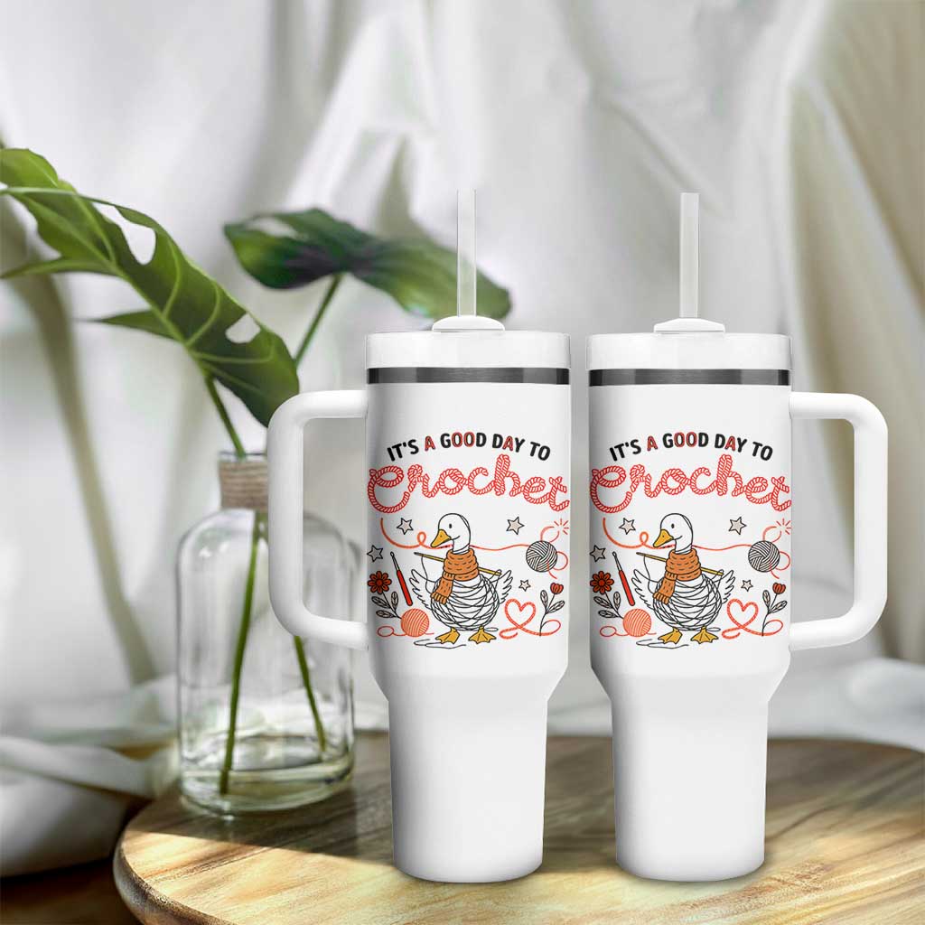 Funny Goose Crocheting Tumbler With Handle It Is A Good Day To Crochet - Wonder Print Shop