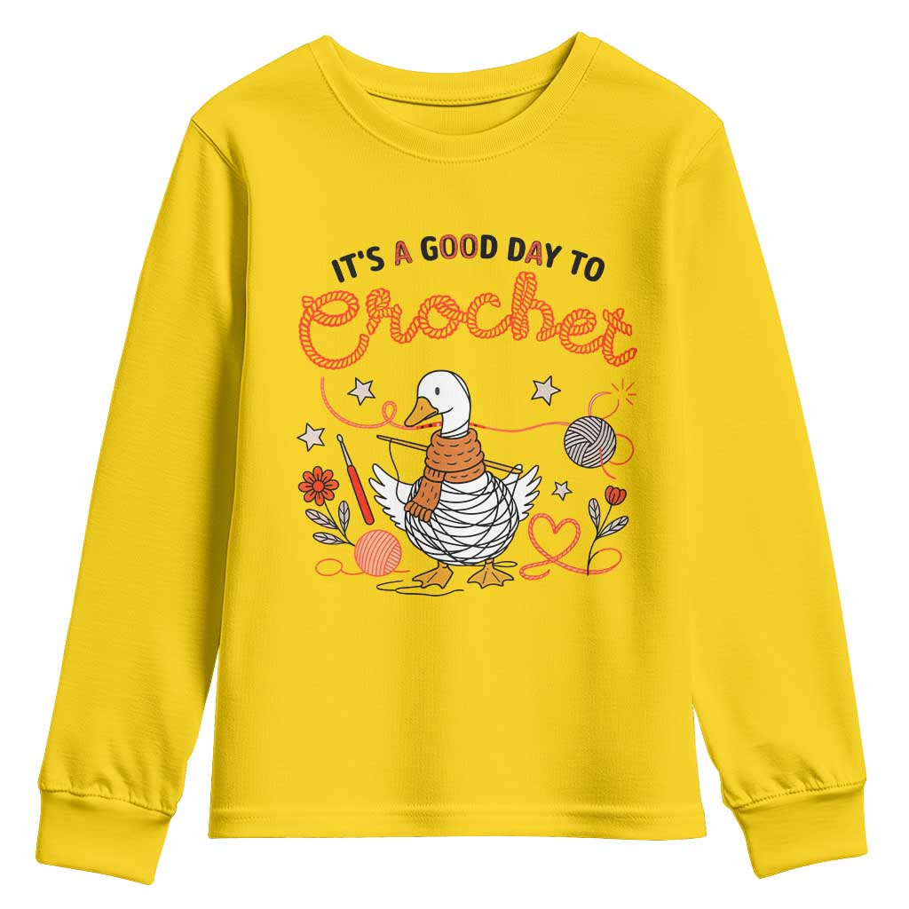 Funny Goose Crocheting Youth Sweatshirt It Is A Good Day To Crochet - Wonder Print Shop