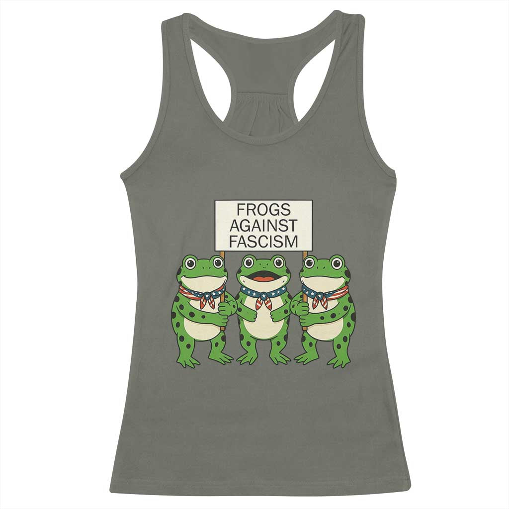 Frogs Against Fascism Racerback Tank Top Funny Portland Meme Humor Gift - Wonder Print Shop
