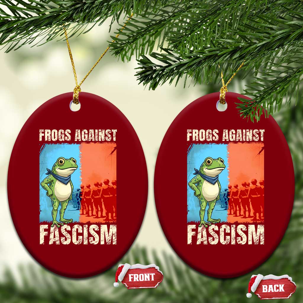 Frogs Against Fascism Ceramic Ornament Portland Protest Vintage Meme Gift - Wonder Print Shop