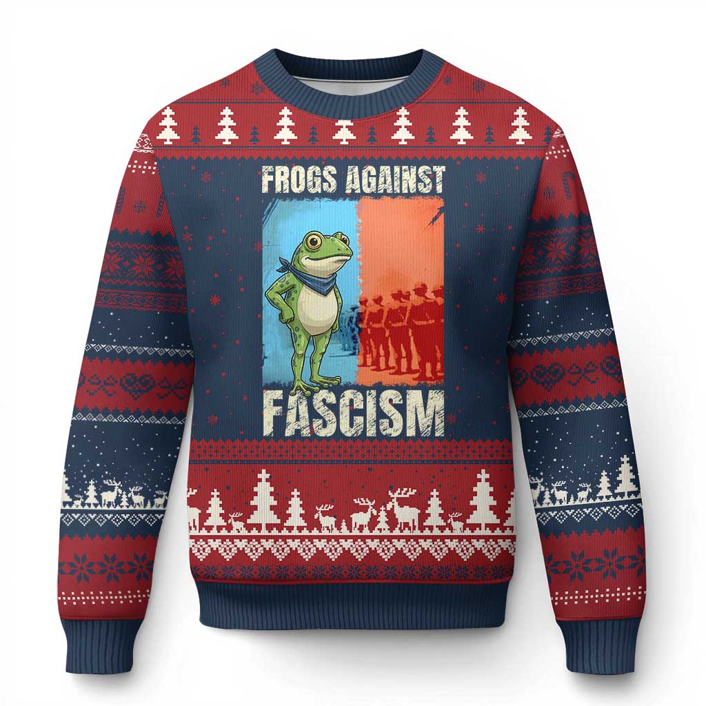 Frogs Against Fascism Ugly Christmas Sweater Portland Protest Vintage Meme Gift - Wonder Print Shop