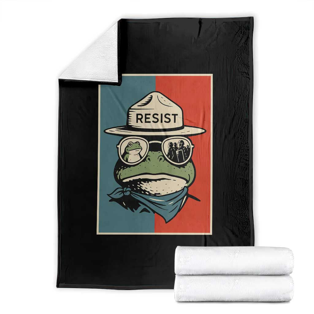 Resist Frog Meme Throw Blanket Portland Vintage Aesthetic Gift - Wonder Print Shop