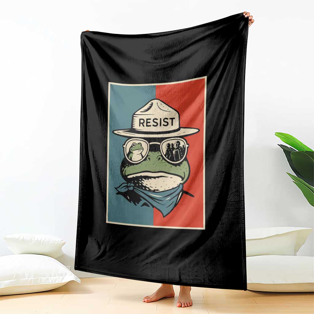 Resist Frog Meme Throw Blanket Portland Vintage Aesthetic Gift - Wonder Print Shop