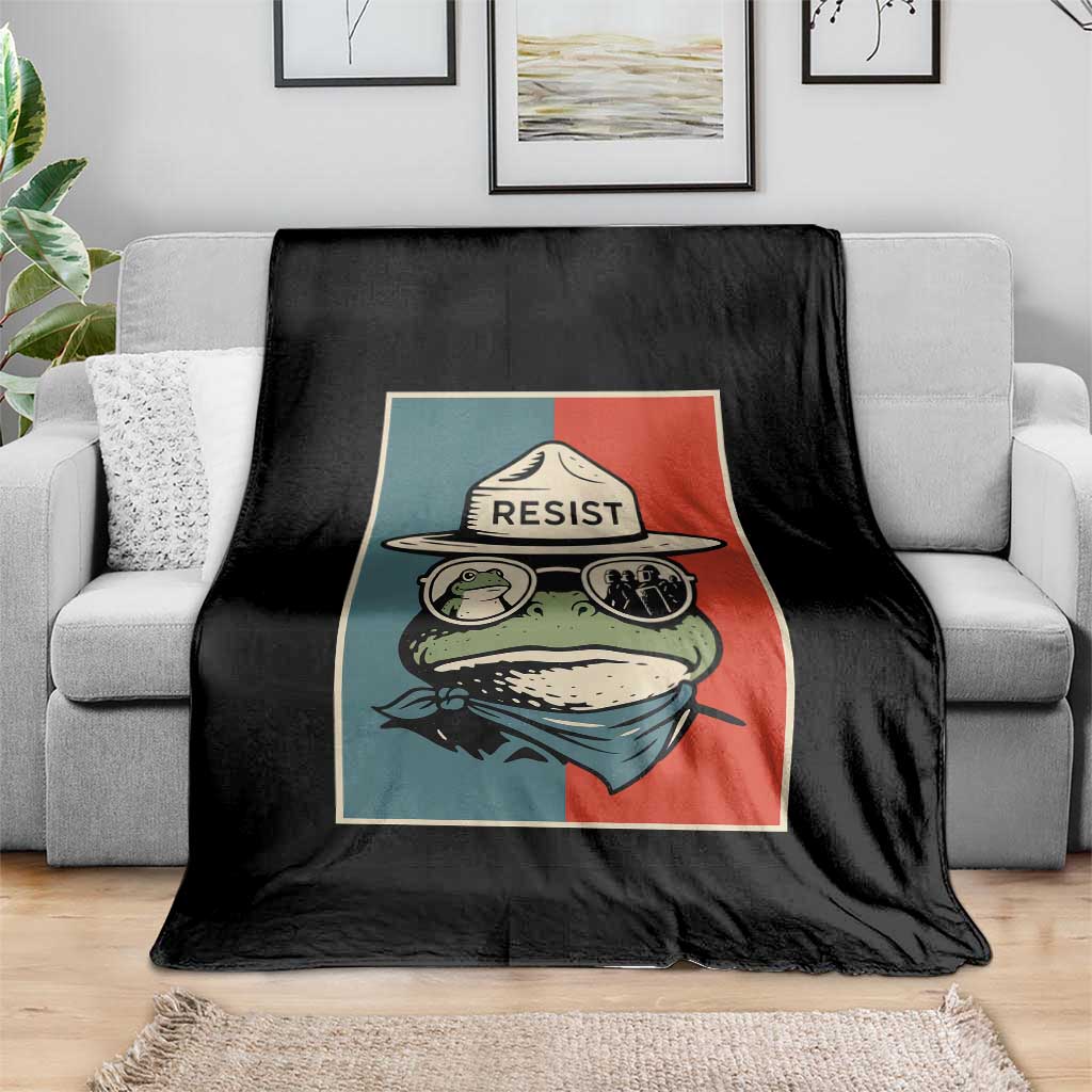 Resist Frog Meme Throw Blanket Portland Vintage Aesthetic Gift - Wonder Print Shop