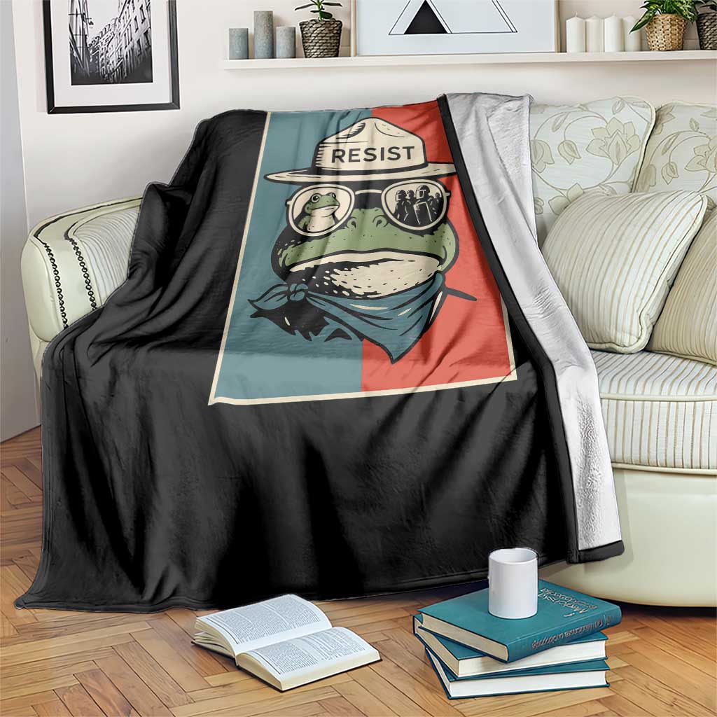 Resist Frog Meme Throw Blanket Portland Vintage Aesthetic Gift - Wonder Print Shop