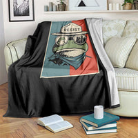 Resist Frog Meme Throw Blanket Portland Vintage Aesthetic Gift - Wonder Print Shop