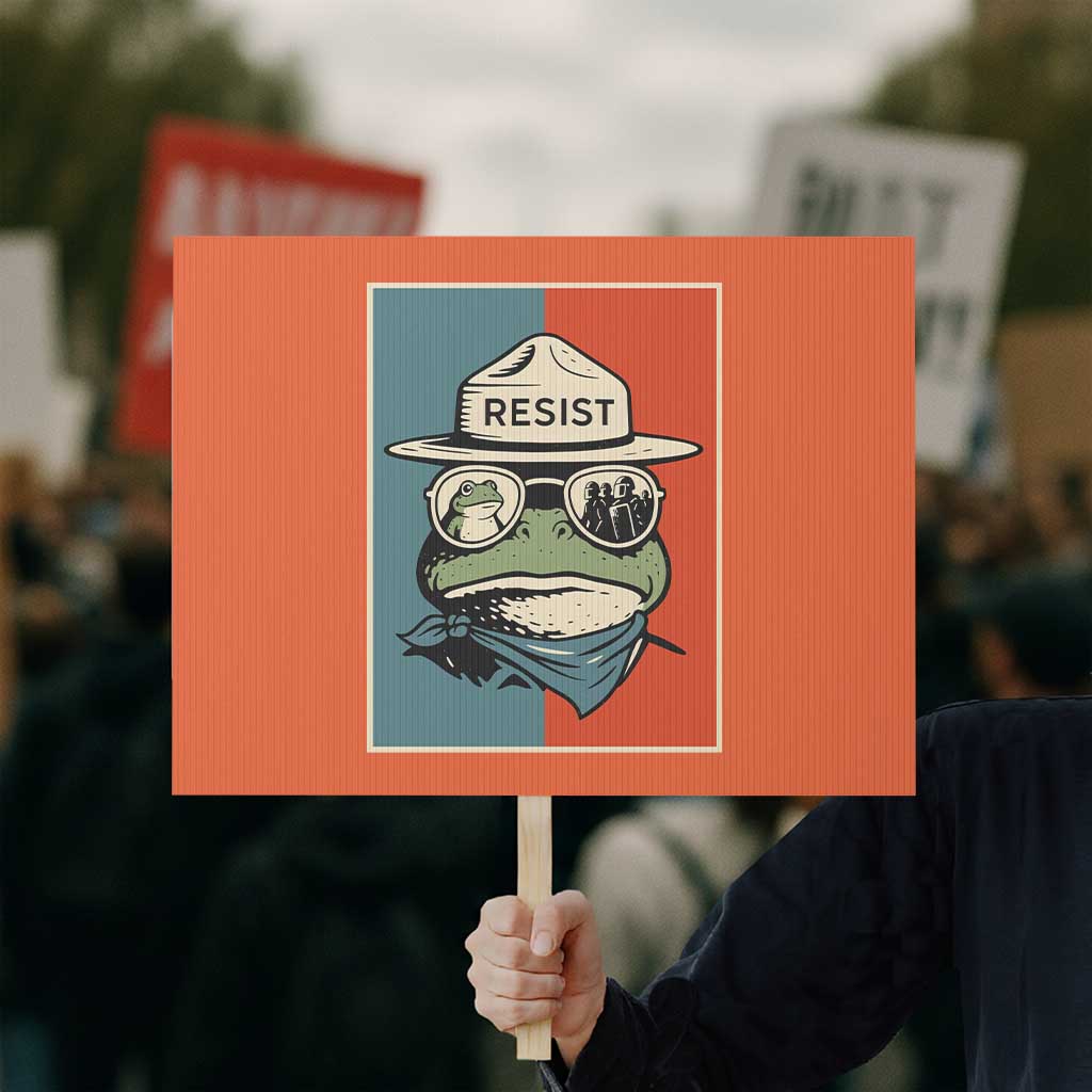 Resist Frog Meme Protest Sign Portland Vintage Aesthetic Gift - Wonder Print Shop
