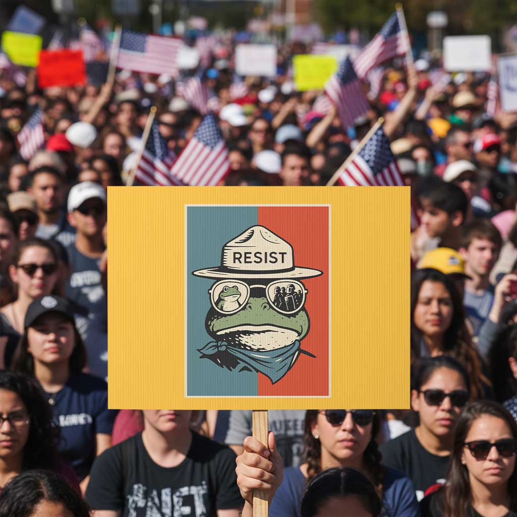 Resist Frog Meme Protest Sign Portland Vintage Aesthetic Gift - Wonder Print Shop