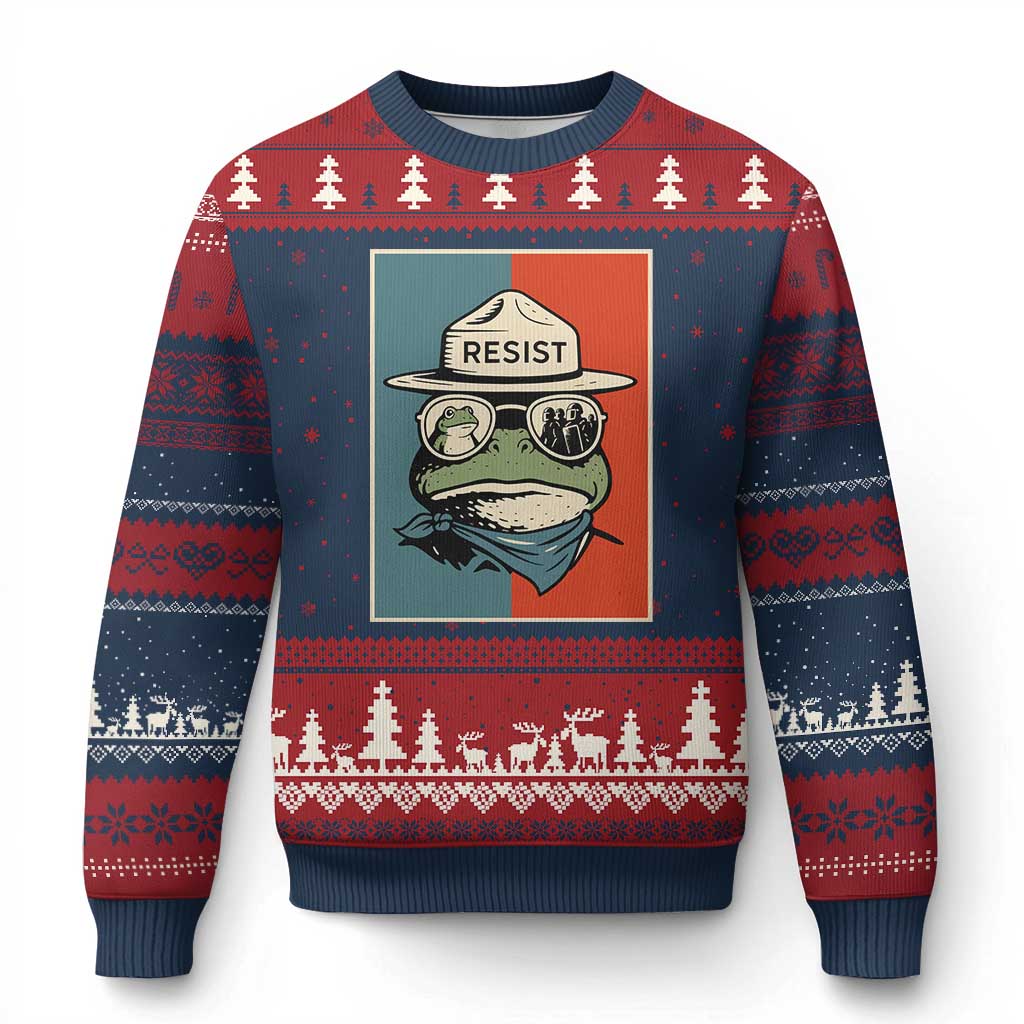 Resist Frog Meme Ugly Christmas Sweater Portland Vintage Aesthetic Gift - Wonder Print Shop