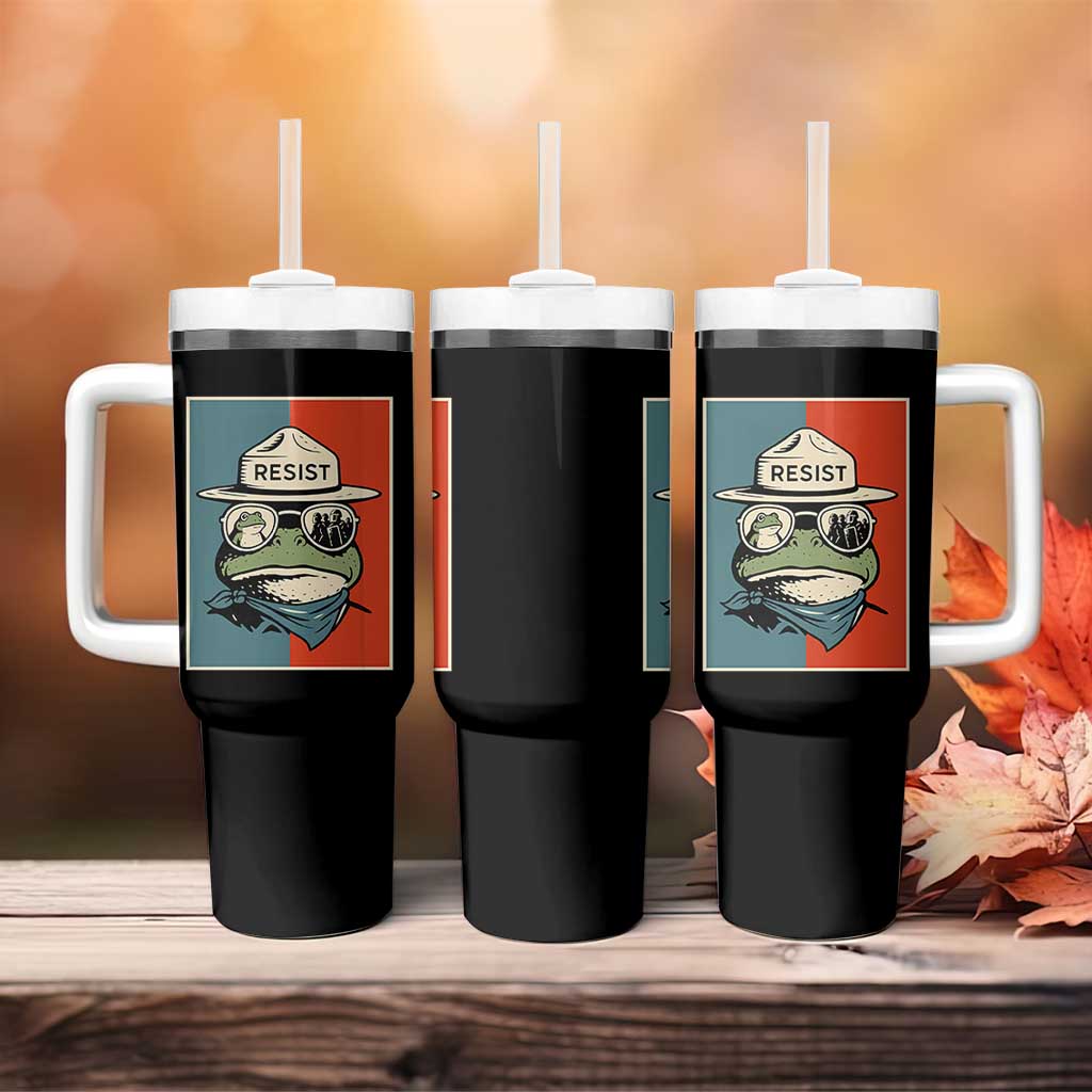 Resist Frog Meme Tumbler With Handle Portland Vintage Aesthetic Gift - Wonder Print Shop