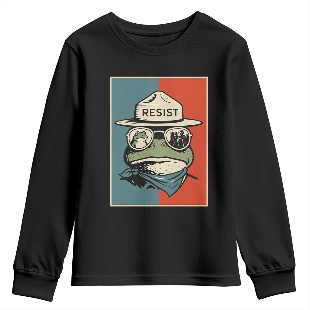 Resist Frog Meme Youth Sweatshirt Portland Vintage Aesthetic Gift - Wonder Print Shop