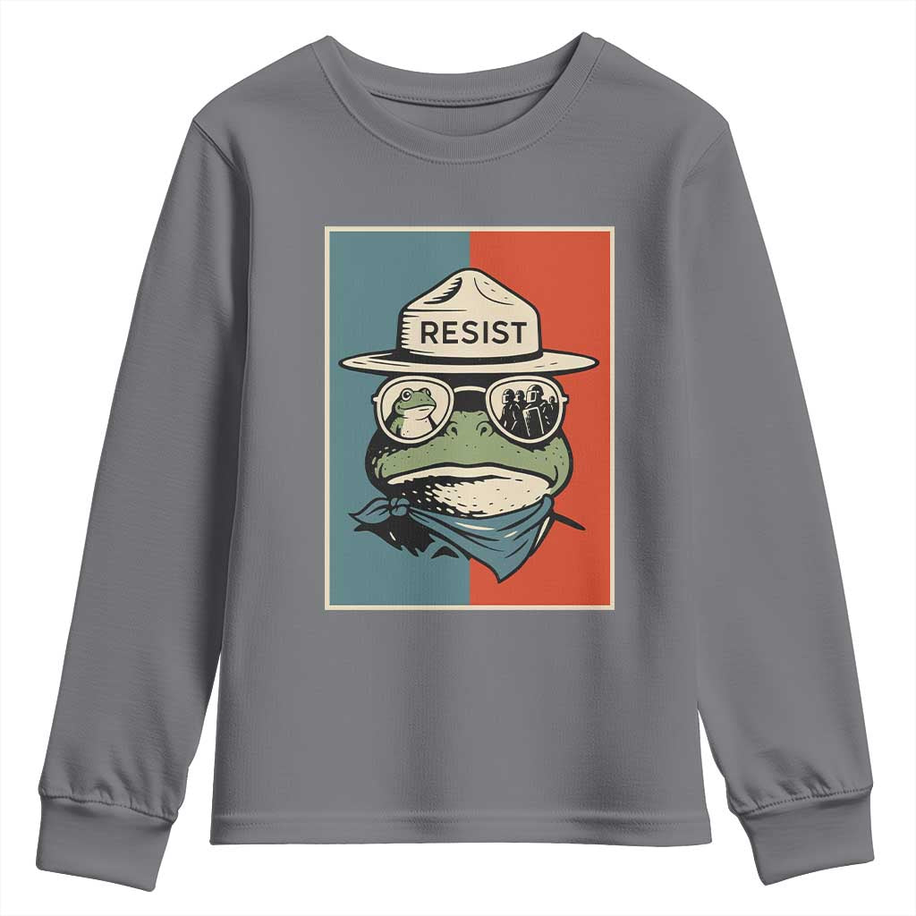 Resist Frog Meme Youth Sweatshirt Portland Vintage Aesthetic Gift - Wonder Print Shop
