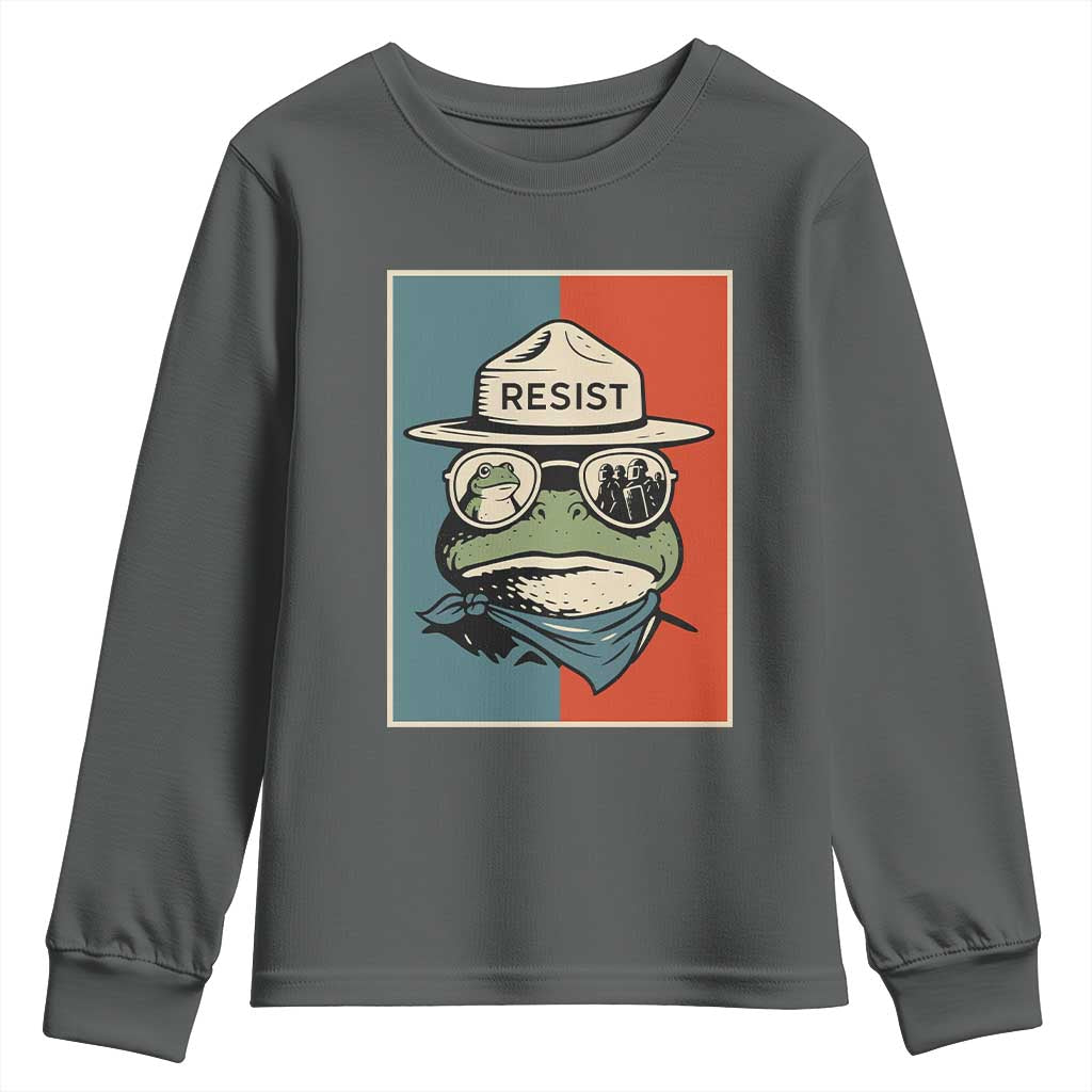 Resist Frog Meme Youth Sweatshirt Portland Vintage Aesthetic Gift - Wonder Print Shop