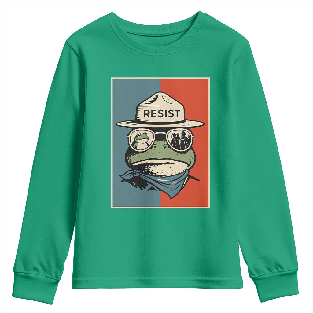 Resist Frog Meme Youth Sweatshirt Portland Vintage Aesthetic Gift - Wonder Print Shop