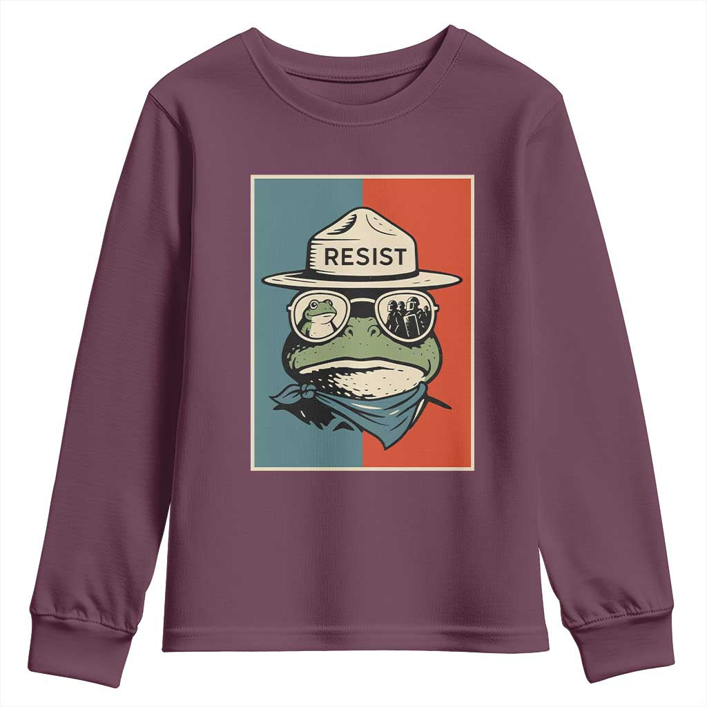 Resist Frog Meme Youth Sweatshirt Portland Vintage Aesthetic Gift - Wonder Print Shop