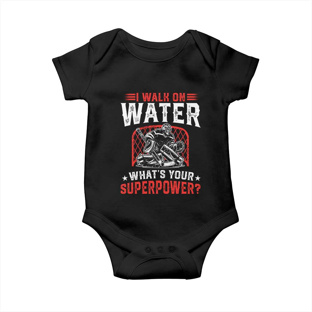 I Walk On Water Whats Your Superpower Baby Onesie Funny Ice Hockey Gift - Wonder Print Shop