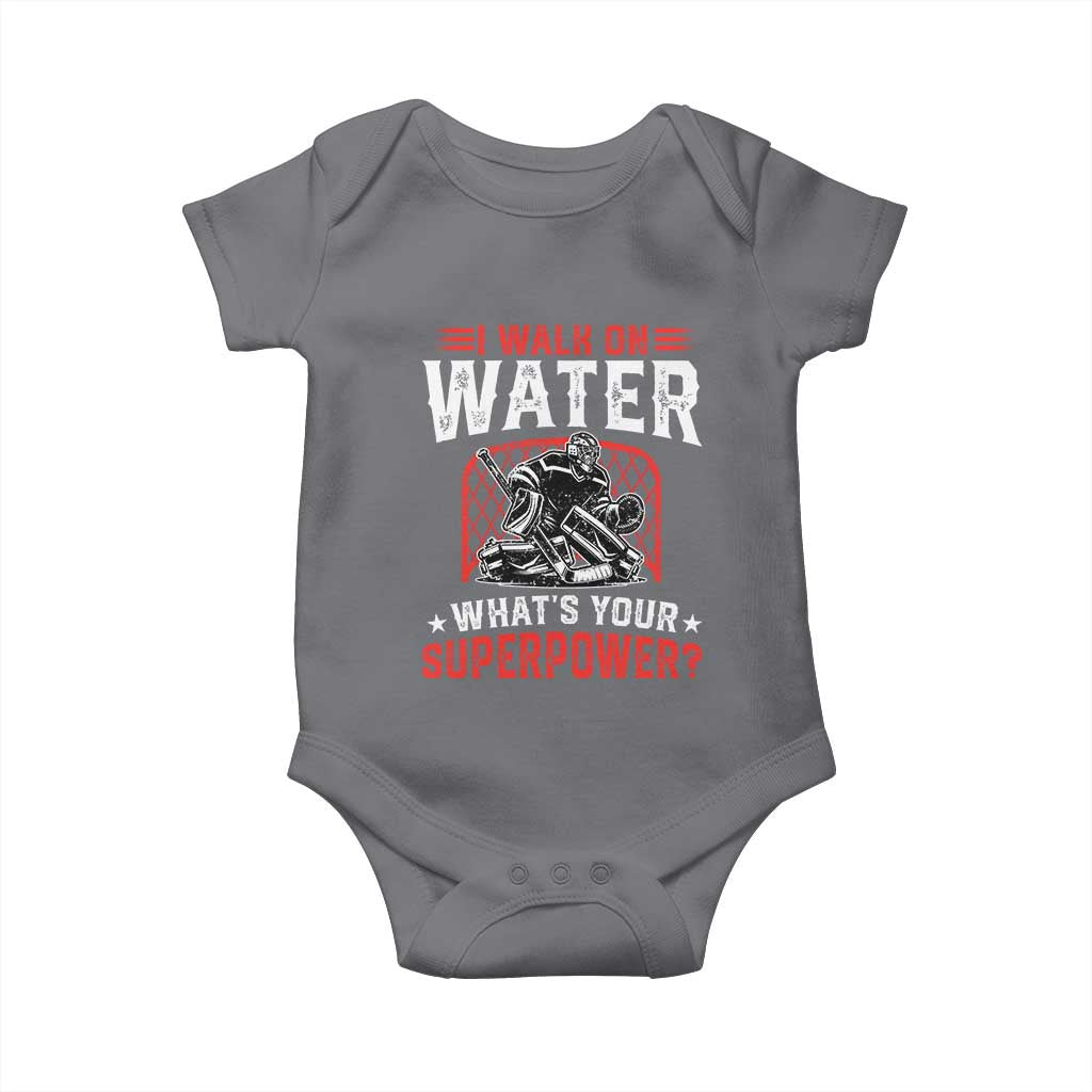 I Walk On Water Whats Your Superpower Baby Onesie Funny Ice Hockey Gift - Wonder Print Shop