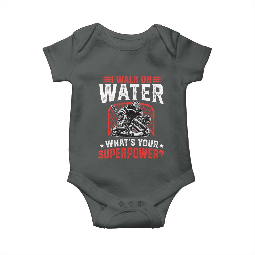 I Walk On Water Whats Your Superpower Baby Onesie Funny Ice Hockey Gift - Wonder Print Shop